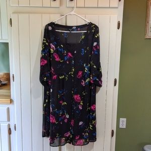 Black floral Torrid dress, size 0 (12/14)
